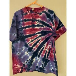 Navy Blue Purple and Pink Spiral Tie Dye T-Shirt New Size Large L